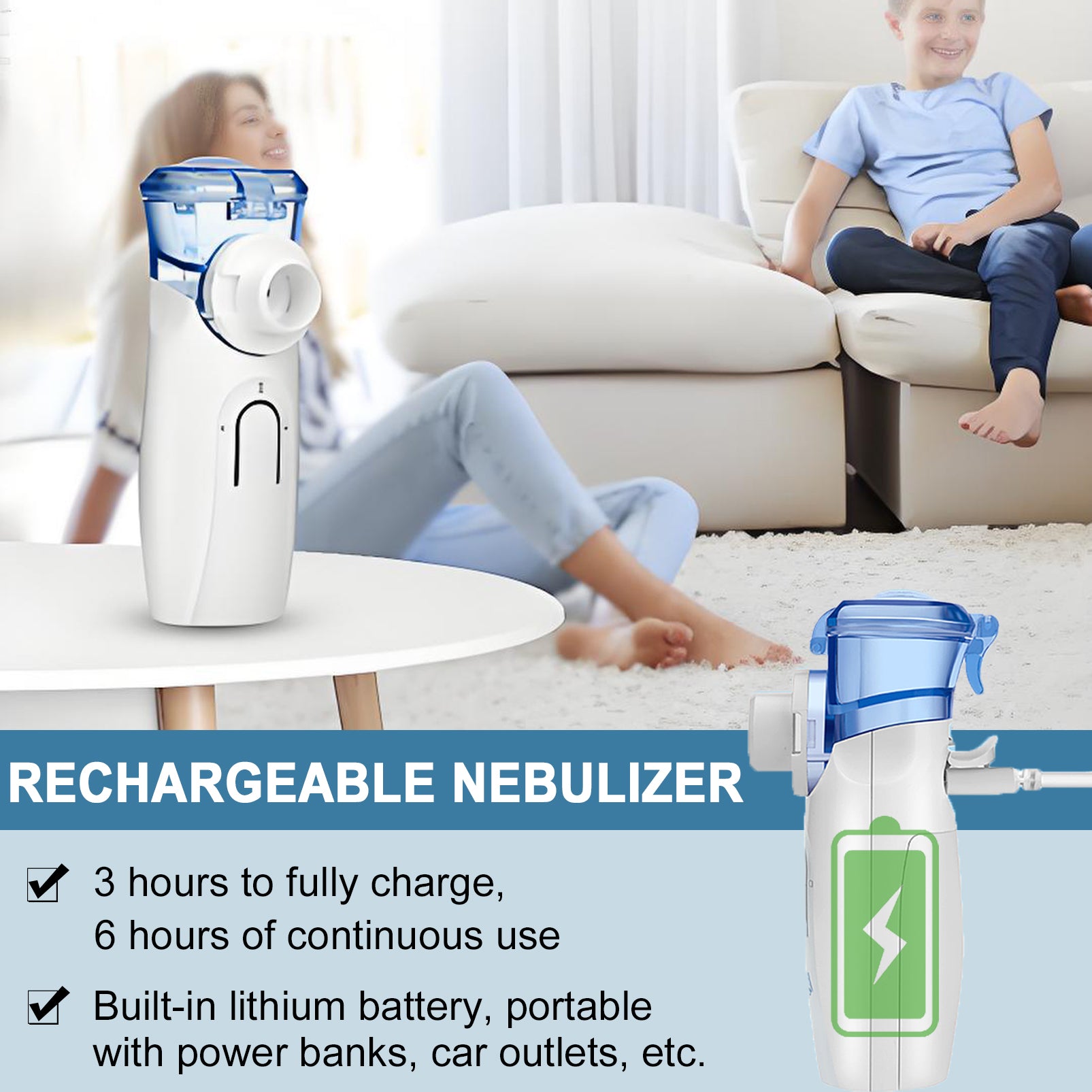 Ultrasonic Nebulizer, Portable Nebulizer Machine with Two Power Mode