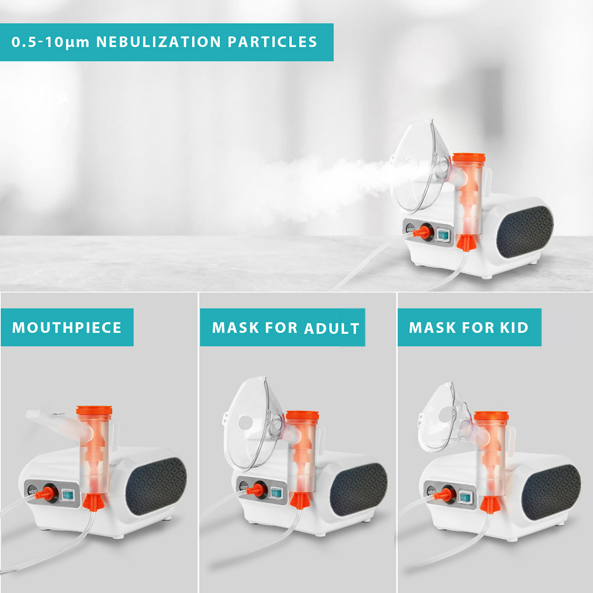 Compresor NebuMayluck Compressor Nebulizer Machine with 1 Set Acessory, Jet Nebulizers Personal Steam Inhaler for Kids Adults